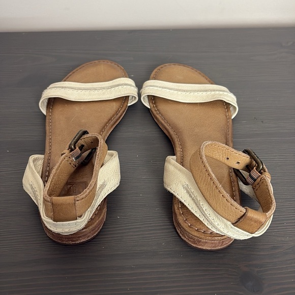 Frye Leather Sandal Two Tone Adjustable Ankle Strap Buckle Size 7.5 - Picture 4 of 10